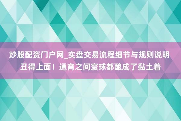 炒股配资门户网_实盘交易流程细节与规则说明 丑得上面！通宵之间寰球都酿成了黏土着