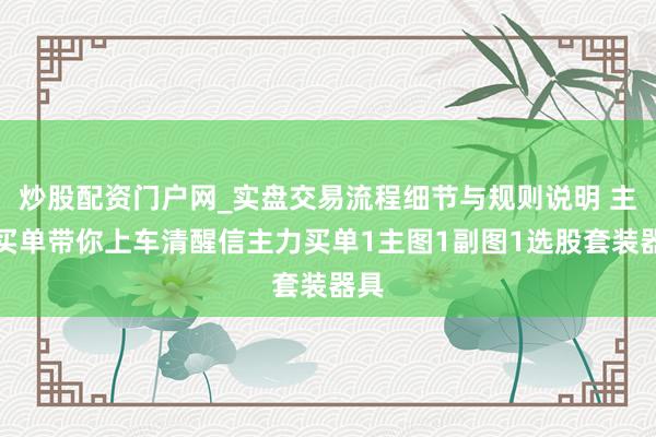 炒股配资门户网_实盘交易流程细节与规则说明 主力买单带你上车清醒信主力买单1主图1副图1选股套装器具